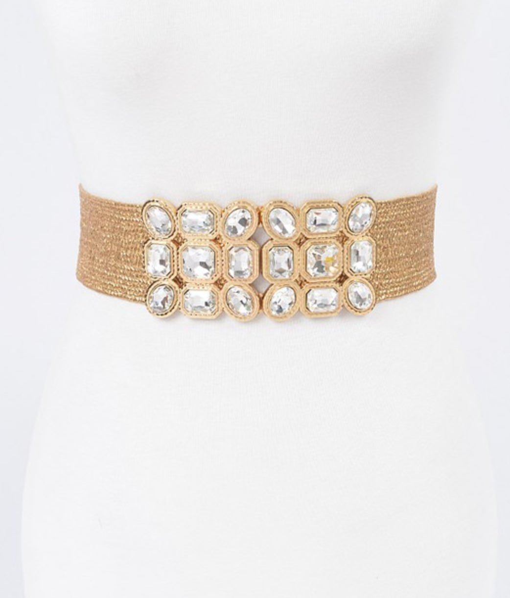 Clear stones straw belt