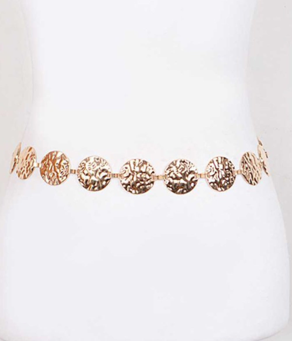 Textured coin chain belt