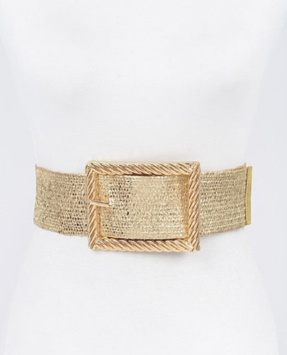 Wide Metal Buckle Stretch Belt