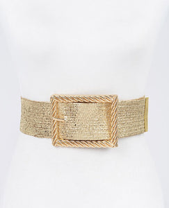 Wide metal Buckle Stretch Belt