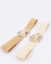 Faux Straw Metal Flower Belt