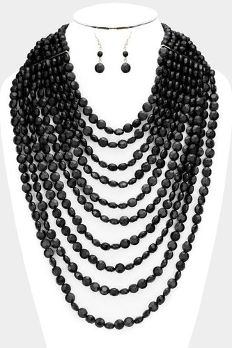 Multi Strand Faceted Beaded Necklace BK