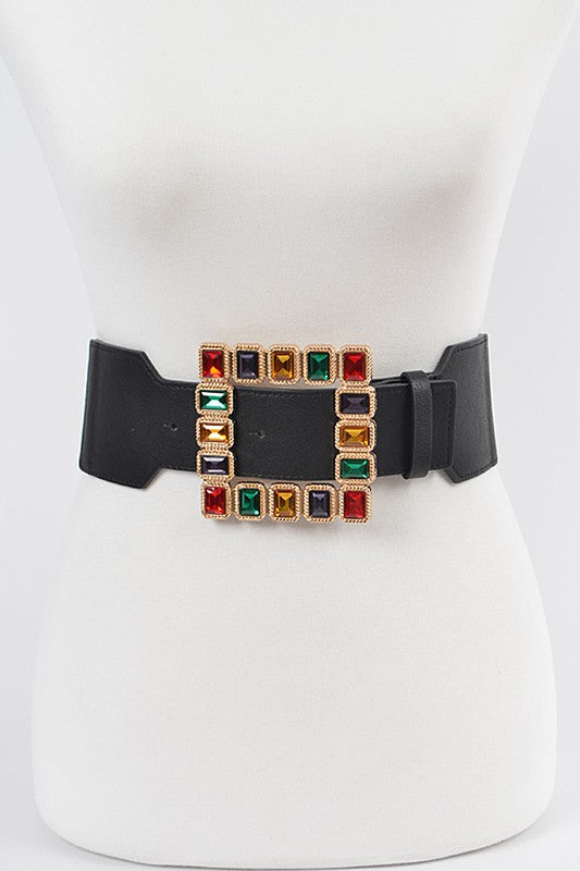 Square Glass Buckle Belt