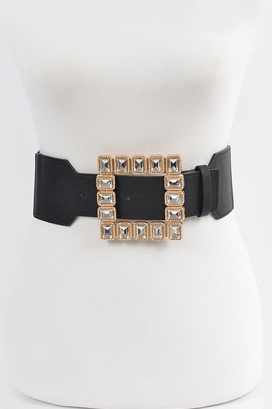 Square Glass Buckle Belt