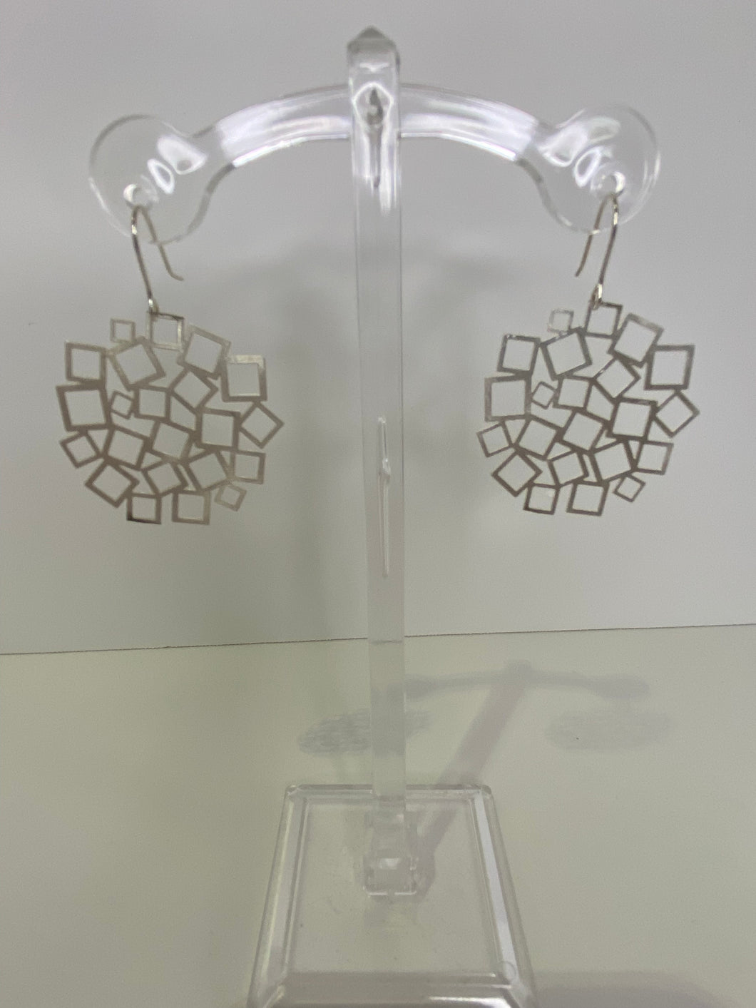 Squared Square Silver Earrings